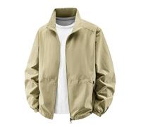 NITRY Men'S Transitional Jacket Button Placket With Pockets Solid Color Long-Sleeve Jackets Classic Retro Fashion Casual Outdoor-Jacket G-Khaki 8XL