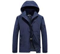 NITRY Men'S Transitional Jacket Classic Sport Casual Outdoorjacket Regular Fit Lightweight Fashion Hooded Jackets F-Dark Blue 5XL