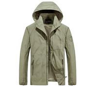 NITRY Men'S Transitional Jacket Classic Sport Casual Outdoorjacket Regular Fit Lightweight Fashion Hooded Jackets G-Khaki L