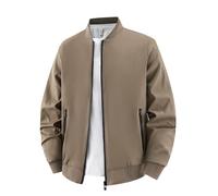 NITRY Men'S Transitional Jacket Classic Stand Collar Solid Color Outdoor-Jacket Lightweight Fashion Casual Long-Sleeve Jackets G-Khaki 5XL