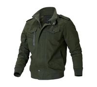 NITRY Men'S Transitional Jacket Lightweight Fashion Casual Long-Sleeve Jackets Classic Stand Collar Solid Color Outdoor-Jacket F-Army Green 5XL