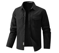 NITRY Men'S Transitional Jacket Lightweight Fashion Solid Color Long-Sleeve Jackets Classic Comfortable Casual Outdoor-Jacket D-Black M