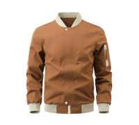 NITRY Men'S Transitional Jacket Zipper Placket With Pockets Long-Sleeve Jackets Classic Casual Color Matching Outdoor-Jacket N-Khaki S