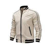 NITRY Men'S Transitional Jacket Zipper Placket With Pockets Long-Sleeve Jackets Classic Casual Color Matching Outdoor-Jacket E-Apricot M