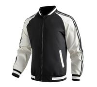 NITRY Men'S Transitional Jacket Zipper Placket With Pockets Long-Sleeve Jackets Classic Casual Color Matching Outdoor-Jacket A-Black XXL