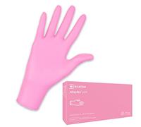 Nitrylex Disposable Nitrile Gloves, Powder Free, Pink, 100 Pcs, Size M