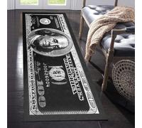 NITUMIR Black and White Area Rug for Bedroom, 100 Dollar Bill Money Rug, Non Slip Runner Rug for Hallway, Modern Washable Rugs for Kitchen & Bathroom, Cool Laundry Room Living Room Carpet 20”x49”