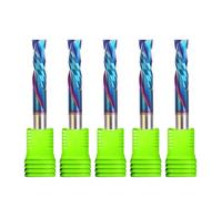 NITVIA 10Pcs 3.175 4 6mm UP And DOWN Cut 2 Flutes Blue Nano Coating Carbide Mill Tool Cutters For CNC Router Compression Wood End Mill (Size : 10Pcs 6x22mm)