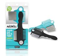 NitWits Head Lice & Egg Comb Twin Pack, 3-in-1 Lice Comb, Detangles, Removes Lice & Eggs and Includes 5x Magnifying Glass