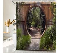 Nitwy Garden Shower Curtain Outdoor,Green Scenic Park Shower Curtain Garden 3d Decorative Shower Curtains for Bathroom,Waterproof and Mould Proof Fabric Bathroom Decor,72x72in