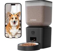 NITYERS Automatic Pet Feeder with Camera - 8L, 1080P Night Vision, 2.4 & 5G WiFi, 2-Way Talk, 10s Voice Recording, Easy Clean, Stainless Steel Bowl, 15 Meals/Day for Cats & Dogs