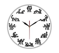NIUBB Printed Round Wall Clock, 12 Inch,Threesome Sex Positions Minimalist Art Wall Clock For Man Adult Club 2 On 1 Clock