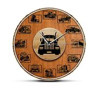 NIUBB Printed Wall Clock 12 inch Construction Truck Print Wall Clock For Nursery Or Toddler Boys Room Decor Truck Driver Farmhouse Style Wall Watch Truckers