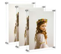 NIUBEE 11x14 Clear Acrylic Wall Mount Picture Frame Floating Frames for Photography Display (3Pack)