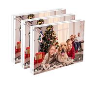 NIUBEE 4x6 Acrylic Photo Frames 3 Pack, Clear Free Standing Desktop Double Sided Magnetic Picture Display