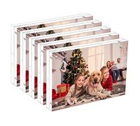 NIUBEE 5x7 Acrylic Picture Frame 5 Pack, 20% Thicker Block Clear Double Sided Photo Postcard Display