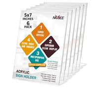 NIUBEE 6Pack Slant Back Acrylic Sign Holder 5x7 inches, Clear Vertical Picture Frames Frames, Desktop Flyer Holder Document Holder Paper Display Stand