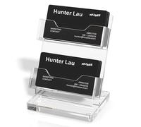 NIUBEE Acrylic Business Card Holder for Desk 4 Tier Clear Business Card Stand, Business Card Display for Office Exhibition, 130 Cards Capacity, 2 Slots