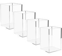 NIUBEE Acrylic Pen Holder 4 Pack,Clear Desktop Pencil Cup Stationery Organizer for Office Desk Accessory