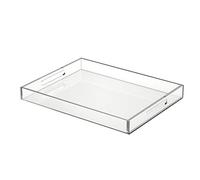 NIUBEE Acrylic Serving Tray 14x18 Inches -Spill Proof- Clear Decorative Tray Organiser for Ottoman Coffee Table Countertop with Handles