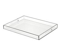 NIUBEE Acrylic Serving Tray 16x20 Inches -Spill Proof- Clear Decorative Tray Organiser for Ottoman Coffee Table Countertop with Handles