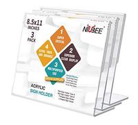 NIUBEE Acrylic Sign Holder 8.5 x 11 Horizontal L-Shape Flyer Stand 6 Pack