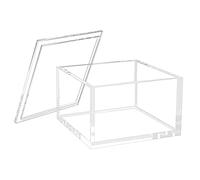 NIUBEE Acrylic Storage Box with Lids, 5.3‘’ Clear Mult-Purpose Box Square Stackable for Office, Home, Mini Cube Containers for Jewelry, Staples, Mini Toys
