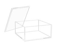 NIUBEE Acrylic Storage Box with Lids, 6.8‘’ Clear Mult-Purpose Box Square Stackable for Office, Home, Mini Cube Containers for Jewelry, Staples, Mini Toys