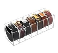 NIUBEE Belt Organizer, Acrylic Belt Storage Holder for The Closet, 7 Compartments Display Case for Tie and Bow Tie