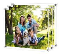 NIUBEE Clear Acrylic Wall Mount Floating Frameless Picture Frame Up to 18x24 Photo for Poster Photography Frames-Double Panel(3 Pack)