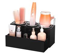 NIUBEE Hair Tool Organizer, Acrylic Hair Dryer and Styling Holder, Bathroom Countertop Blow Dryer Organizer, Vanity Storage Stand for Accessories, Makeup, Toiletries (Black)