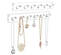 NIUBEE Wall Mounted Jewelry Stand Organizer, 2 Pack Acrylic Necklace Hanger, Bracelets Rings Bangles Display Rack,Best Gift for Girl Women