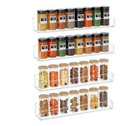 NIUBEE Wall Mounted Spice Rack Organizer,Clear Acrylic Spice Shelf Storage Holder,Hanging Seasoning Rack Organizer for Wall Kitchen 4 Pack