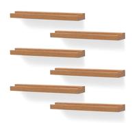 NIUBEST Vinyl Record Wall Mount,6 Pack-Vinyl Record Shelves Record Album Display Holder for LP, CD, Book Art Storage Vintage Home Decor(Wood Color)