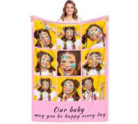 NIUBI Personalised Blanket with Photo, Customised Blankets with Photos Text, Flannel Blankets for Christmas Anniversary Birthday Gifts for Women Men Her Him Mum Dad (9 Photo)