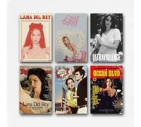niubikela Lana Del Rey Poster Singer Music Album Art Cover 6 PCS Music Album Cover Signed Limited Canvas Aesthetic Room Painting Decor Poster 08x12inch(20x30cm) Unframe-style
