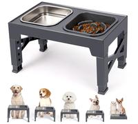 Niubya Elevated Dog Bowls, with Slow Feeder Bowl and Stainless Steel Dog Food Bowl, Raised Dog Bowls Adjusts to 5 Heights (3.15", 8.66", 9.84",11.02", 12.2") for Small Medium and Large Dogs