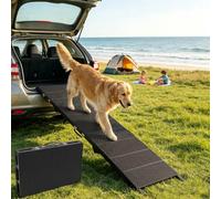 Niubya Extended Foldable Dog Steps & Pet Stairs for Cars, SUVs, Trucks, Portable Lightweight Non-Slip Dog Ramp, Supports Up to 113kg - Aluminium Frame with Plastic Tread, Extra-long 230cm