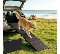 Niubya Foldable Dog Steps & Pet Stairs for Cars, SUVs, Trucks, Portable Lightweight Non-Slip Dog Ramp, Supports Up to 113kg - Aluminium Frame with Plastic Tread, 180cm Improved Traction Texture