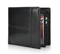 NIUCUNZH Mens Genuine Leather wallet RFID Blocking Slim Bifold wallet for men Large capacity Multi card slots, NewBlack, L, Classic