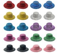 Niuhong 20 Pcs Mini Formal Hats Cylindrical Hat Small Crafts Mini Cup Set Flat Caps Wine Wizard Cylinder Miniature Snowman Cute DIY Decoration Festival Christmas (C)