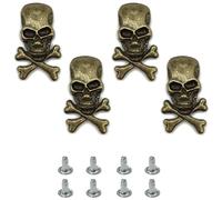 Niuhong 4 Pieces Skull Head Rivets Spikes 3D Skull Button Rivets Punk Cool Decorative Metal Rivets Hollow Rivets Leather Rivets Conchos Craft Bags Belt Clothing DIY Leather Craft Accessories
