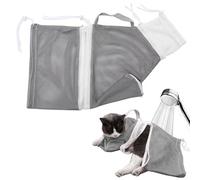 Niuhong Cat Bath Bag Bathing Shower Cat Care Pet Bathing Shower Mesh Bag Anti-Bite Take A Bath Nails Cutting Clean Your Teeth Medication and Injections (Grey Removable)