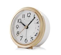 NIUHUAHUI Alarm Clock, Alarm clock desktop seat glow-in-the-dark mute bedroom alarm student use wake up gods(Gold/white)