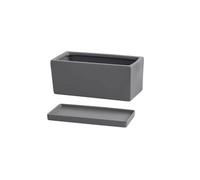 NIUHUAHUI Flowerpot, Ceramic Rectangular Planter with Tray Scandinavian Simple Succulent Green Office Desktop Perforated Small Potting Ware(Grey,S)