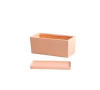 NIUHUAHUI Flowerpot, Ceramic Rectangular Planter with Tray Scandinavian Simple Succulent Green Office Desktop Perforated Small Potting Ware(Orange,L)