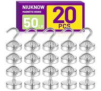 Niuknow Magnetic Hooks for Cruise Cabins, 50lbs 20 Pack Magnetic Hooks for Hanging, Cruise Magnets for Grill, Office, Home, Fridge, Classroom Organization, Camping Essentials, Silver