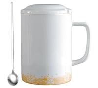 NIUKOMY Jumbo Coffee Cup 1000 ml, Extra Large Ceramic Coffee Mug, Large XXL Coffee Cup, Big Mug 1 Litre with Lid and Spoon for Office and Home, White