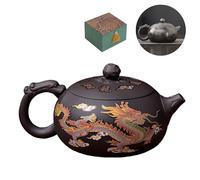 NIUKOMY Yixing Zisha Teapot 450 ml, Chinese Colour Changing Teapots Clay with Gift Box, Large Kung Fu Purple Clay Kettle, Handmade, Dragon and Phoenix