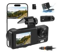 Niukuyu Dash Cam Front and Rear Interior with 3 Lens, Dashcam WiFi/APP Controlr with 64G SD Card, 1080P Car DVR Camera with loop recording, Night Vision, 170° Wide Angle, 24H Parking Mode,WDR,G-Sensor